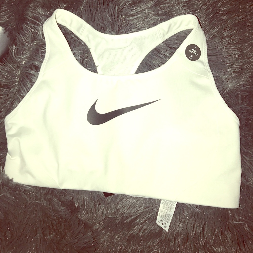Nike white sports bra medium